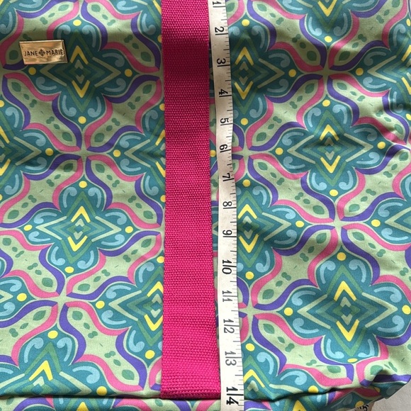 Jane Marie Waterproof Oversized Beach Bag “Check Me Out” Pink Green Paisley Tote - Picture 6 of 12